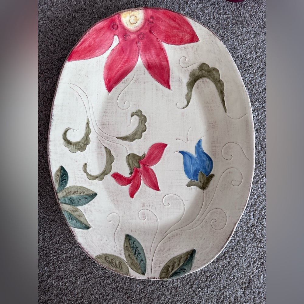 Portofino by Artamino Floral Oval Ceramic Platter